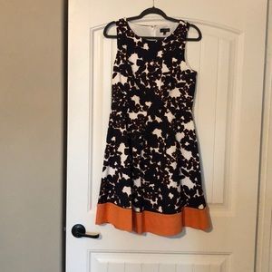 Navy/Peach Fit n Flare Floral Dress